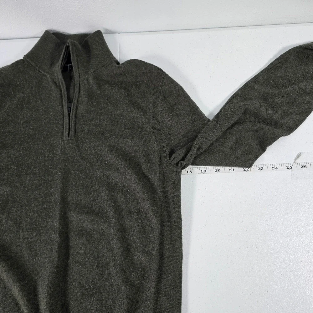 Express Mens 100% Merino Wool Quarter Zip Sweater Dark Olive‎ Green Small 13931